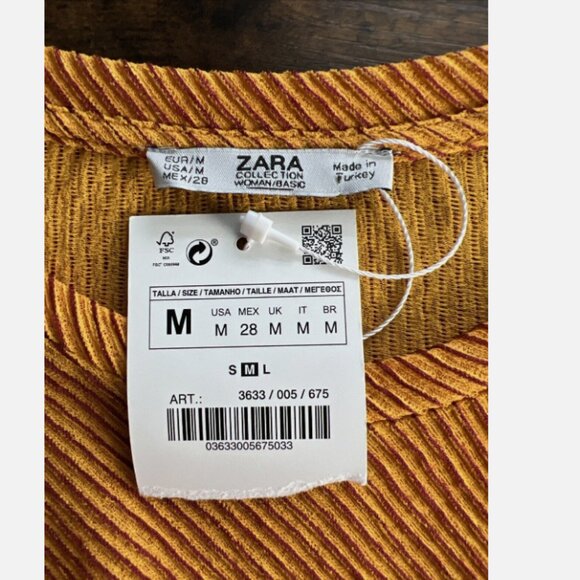 Zara Ribbed Textured Wrap Crop Top in Orange Gold - Medium, NWT - Picture 5 of 12